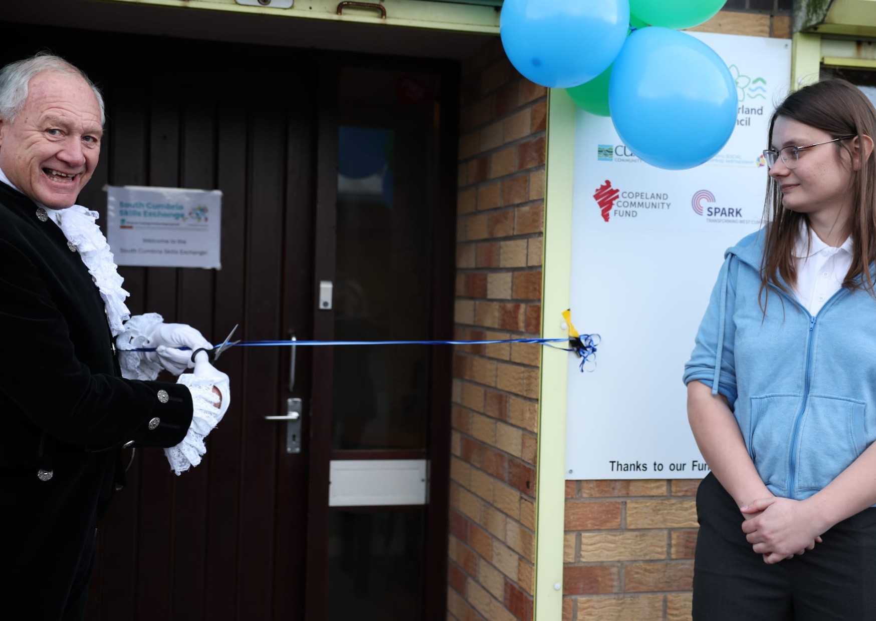 High Sheriff of Cumbria opening South Cumbria Skills Exchange with Director Lexie